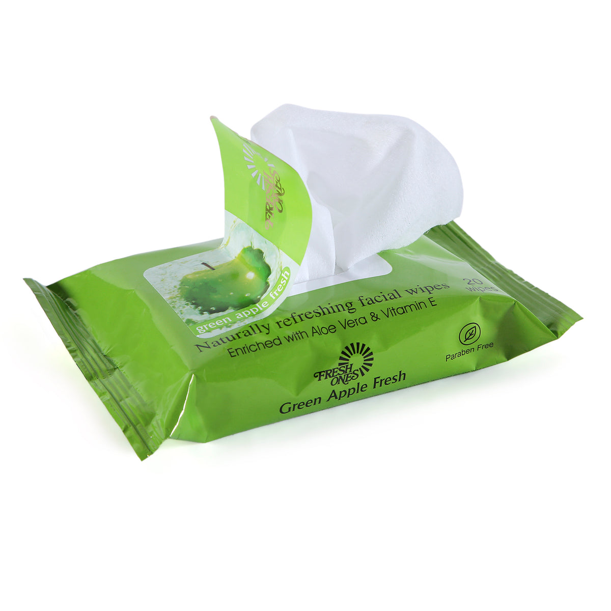 Fresh Ones Naturally Refreshing Wipes Green Apple Fresh (20 Wipes)
