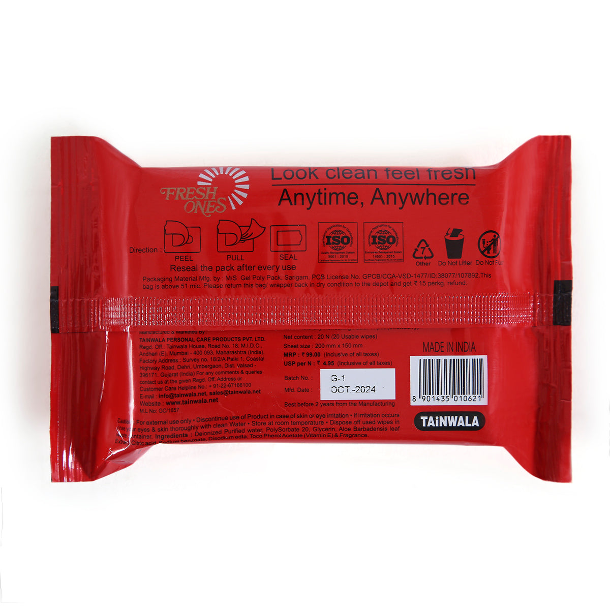 Fresh Ones Naturally Refreshing Wipes Strawberry Fresh (20 Wipes)