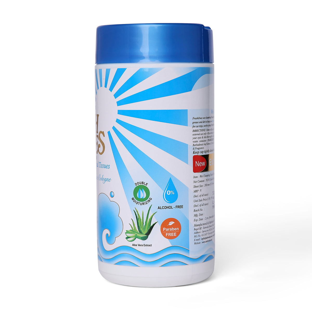 Fresh Ones Wet Cleansing Tissues Container Cologne (70 Wipes)