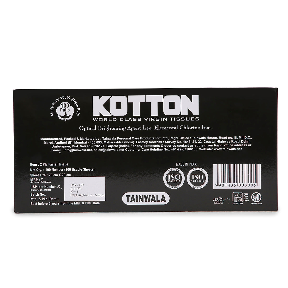 Kotton Facial Tissues (100 Pulls x 2 Ply)
