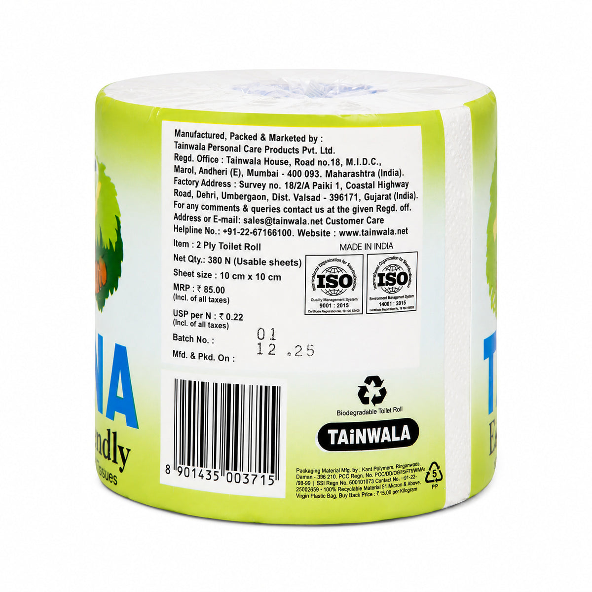 Taina Bathroom Rolls (380 Sheets X 2 Ply)