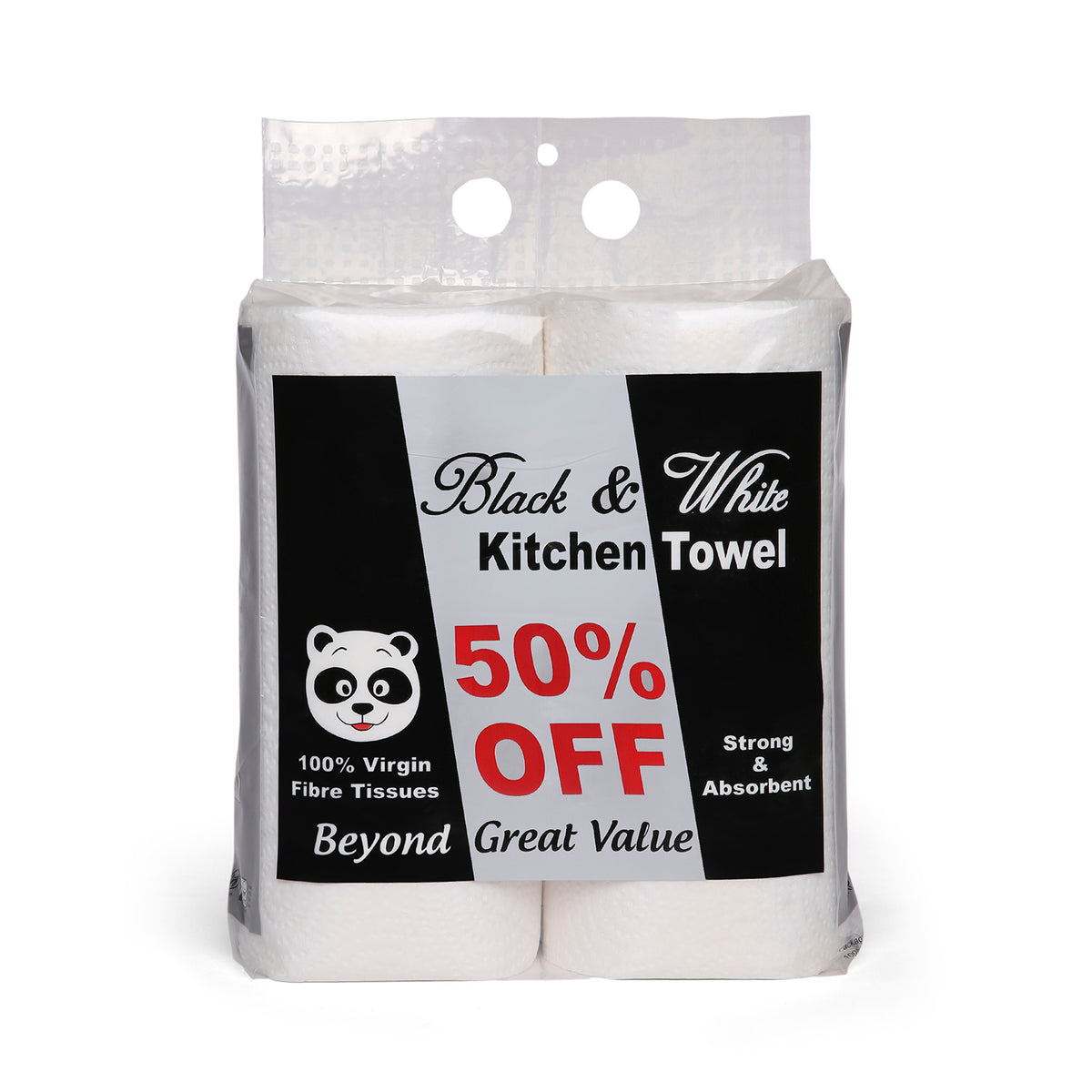 Black & White Kitchen Towels (4 Rolls X 60 Towels X 2 Ply)