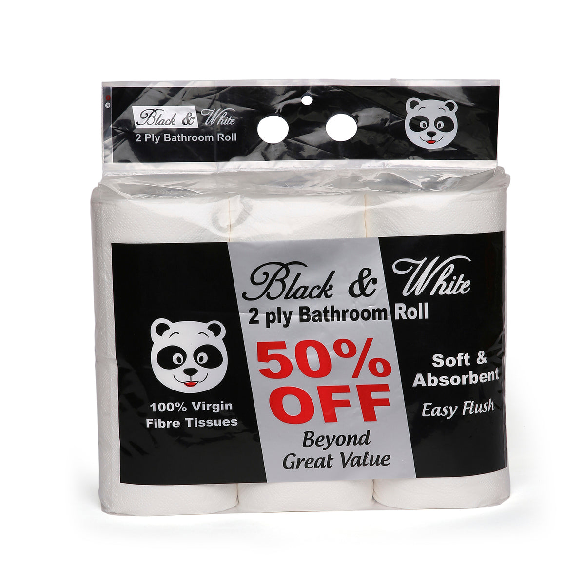 Black & White Bathroom Rolls (12 Rolls X 2 Ply)