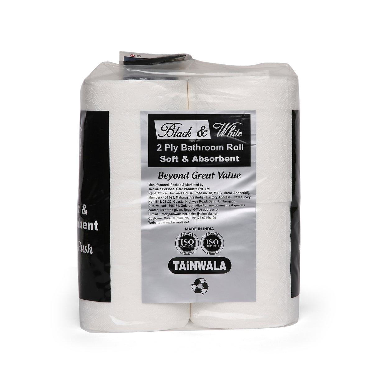 Black & White Bathroom Rolls (12 Rolls X 2 Ply)