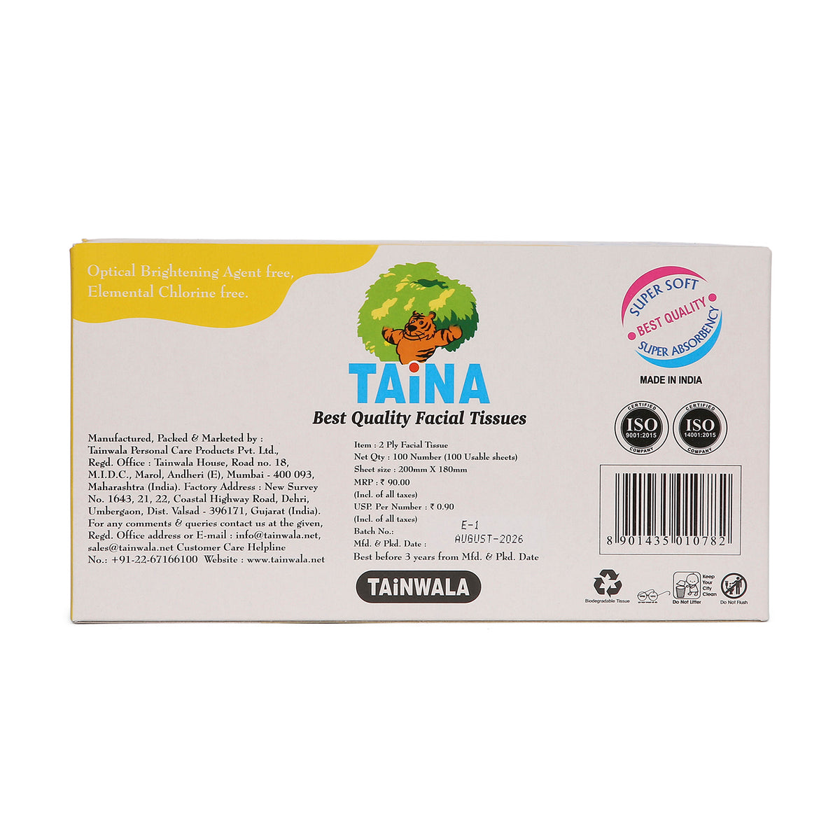 Taina Facial Tissues (100 Pulls X 2 Ply)