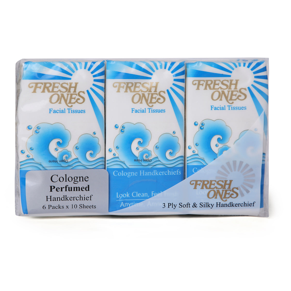 Fresh Ones Pocket Tissues Cologne (6 Packs X 10 Pulls X 3 Ply)