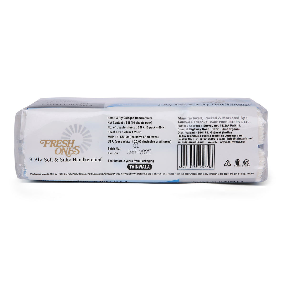 Fresh Ones Pocket Tissues Cologne (6 Packs X 10 Pulls X 3 Ply)