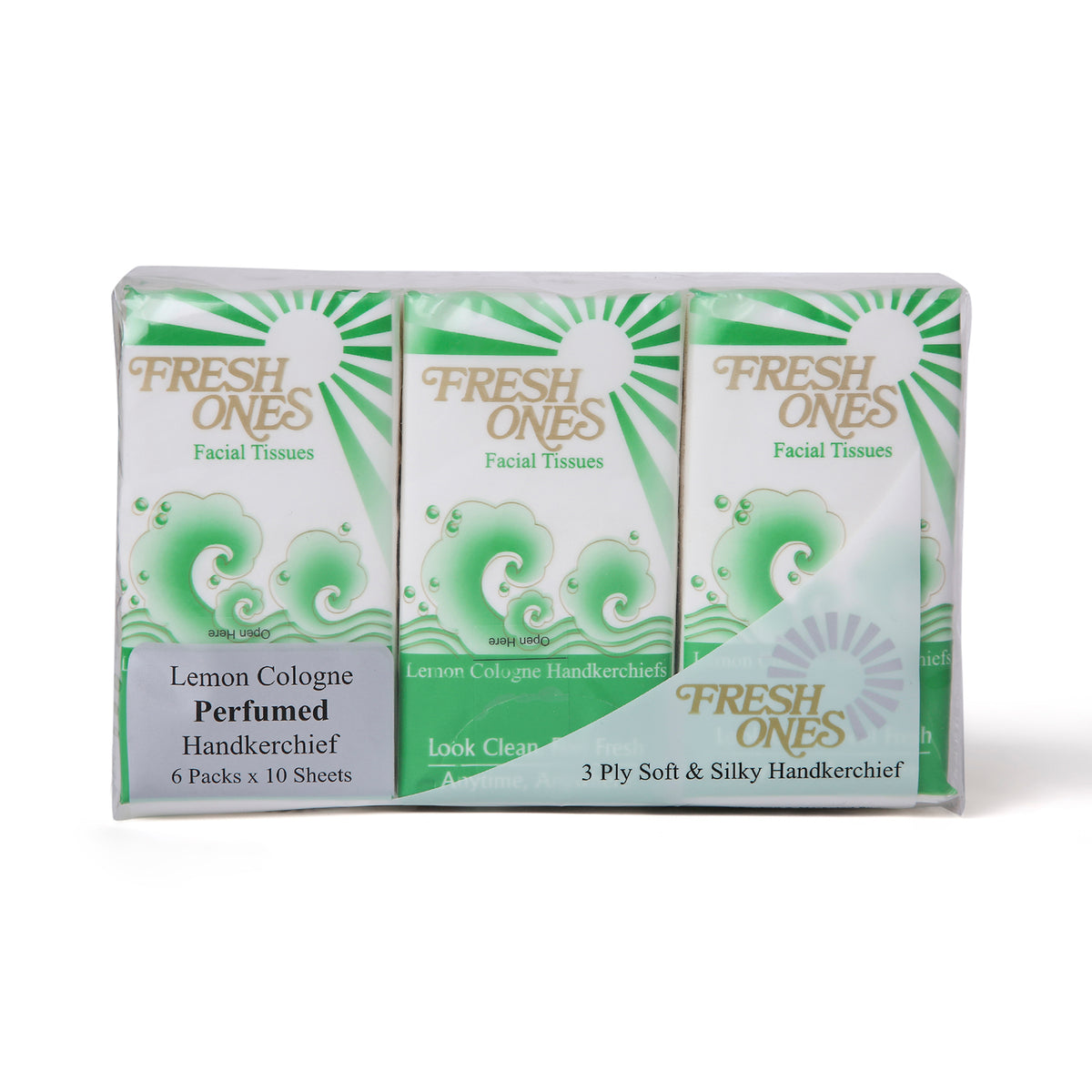 Fresh Ones Pocket Tissues Lemon Cologne (6 Packs X 10 Pulls X 3 Ply)