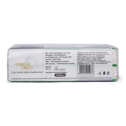 Fresh Ones Pocket Tissues Lemon Cologne (6 Packs X 10 Pulls X 3 Ply)