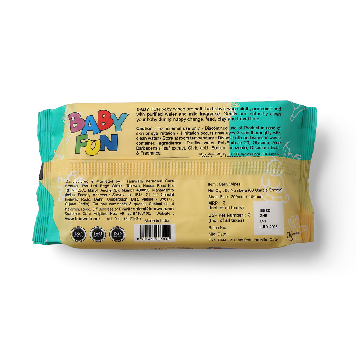 Baby Fun Baby Wipes (80 Sheets)