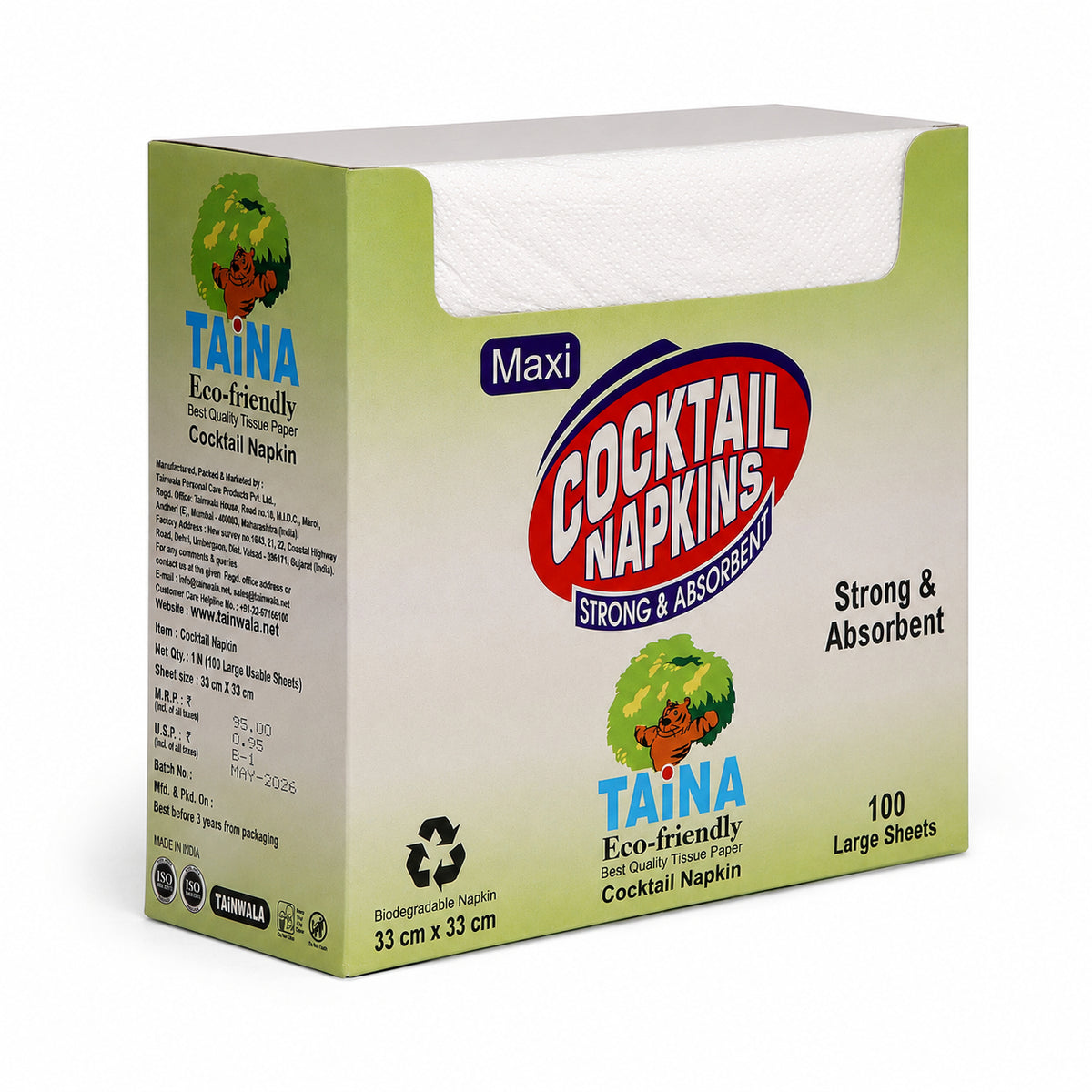 Taina Box Napkins (100 Napkins X 1 Ply)(33X33)