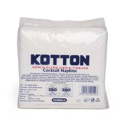 Kotton Cocktail Napkins (100 x 1 Ply)(30x30)