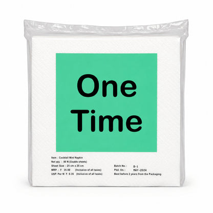 One Time Cocktail Napkin (80 Napkins X 1 Ply)(25X25)