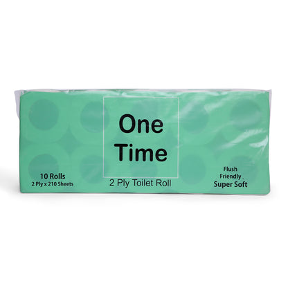 One Time Toilet Rolls (10 Rolls X 210 Sheets X 2 Ply)