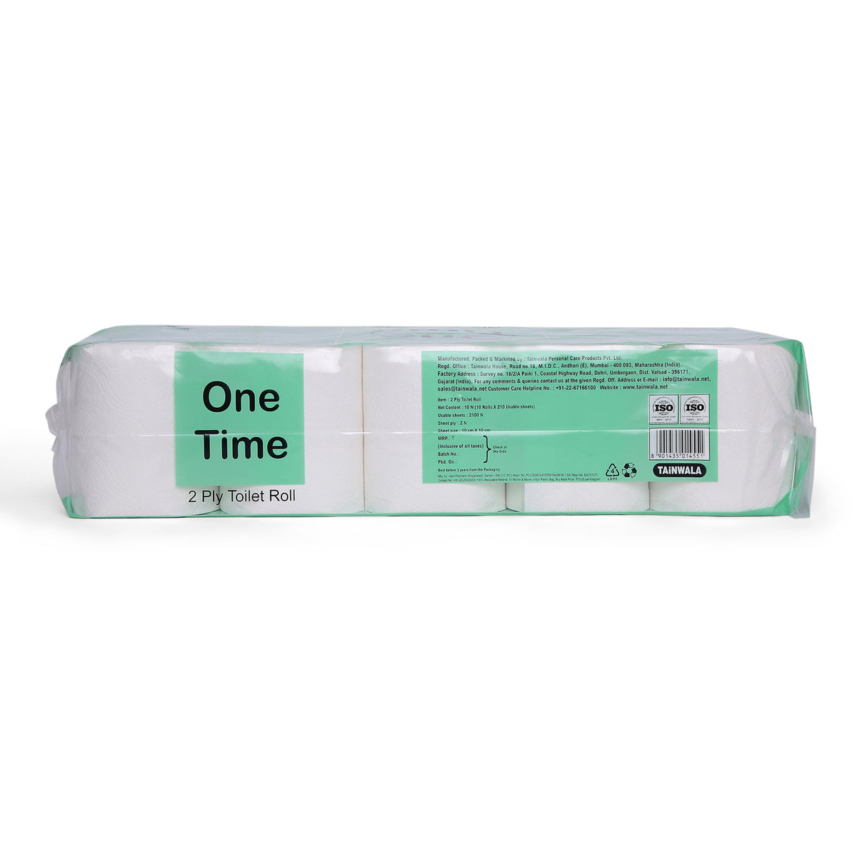 One Time Toilet Rolls (10 Rolls X 210 Sheets X 2 Ply)
