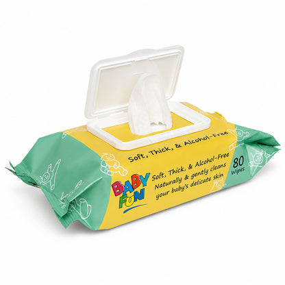 Baby Fun Baby Wipes With Cap (80 Wipes)