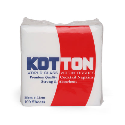 Kotton Cocktail Napkins (100 x 1 Ply)(25x25)