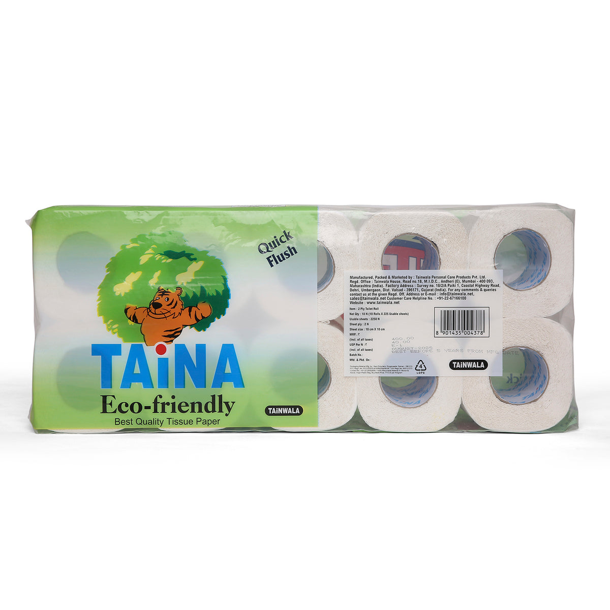 Taina Bathroom Rolls (10 Rolls X 225 Sheets X 2 Ply)