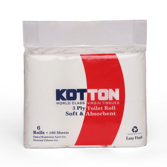 Kotton Toilet Rolls (6 x 160 x 3 Ply)