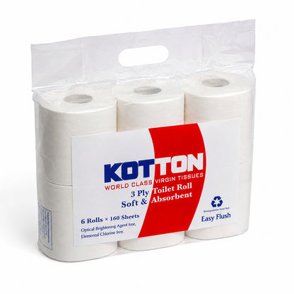 Kotton Toilet Rolls (6 x 160 x 3 Ply)