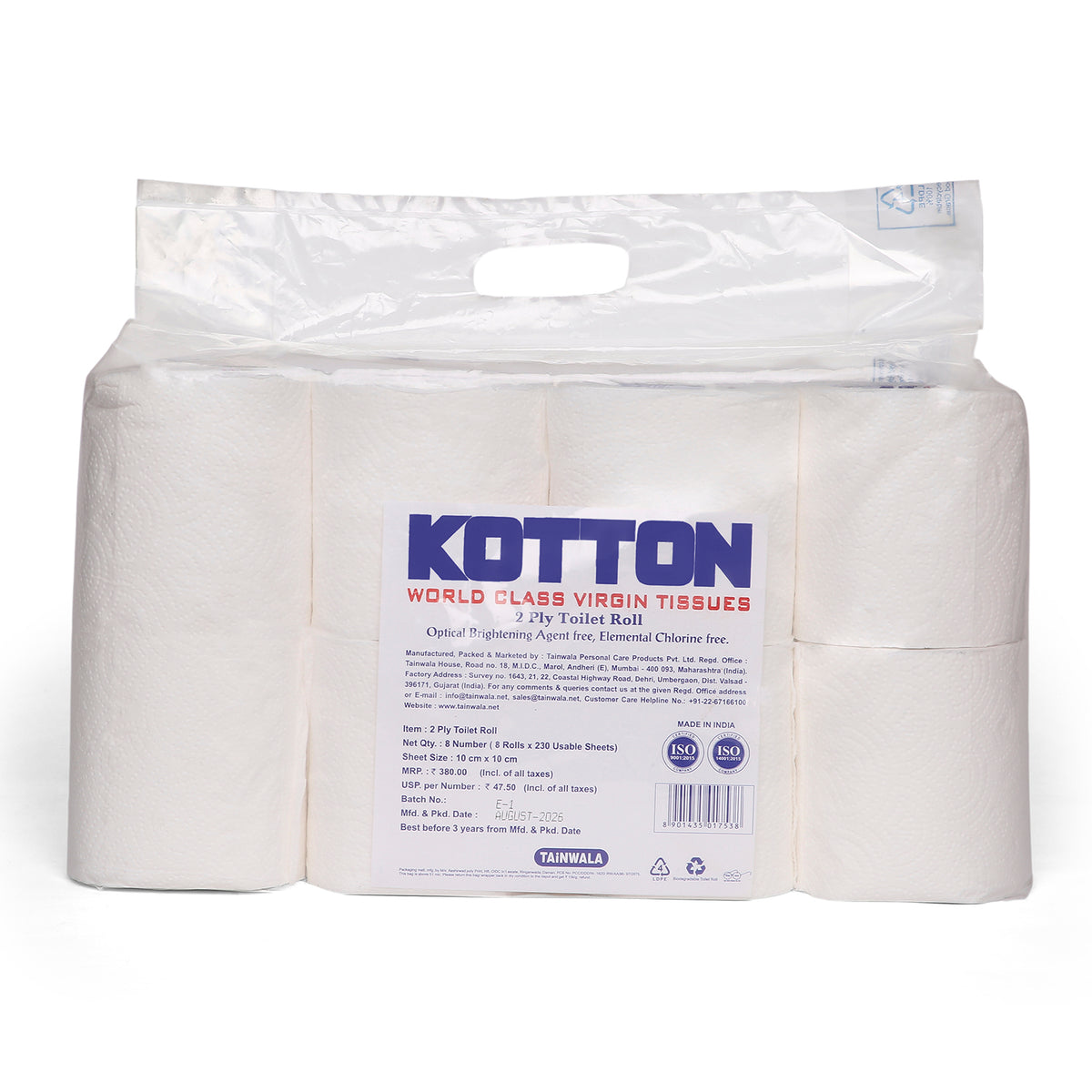 Kotton Toilet Rolls (8 x 230 x 2 Ply)
