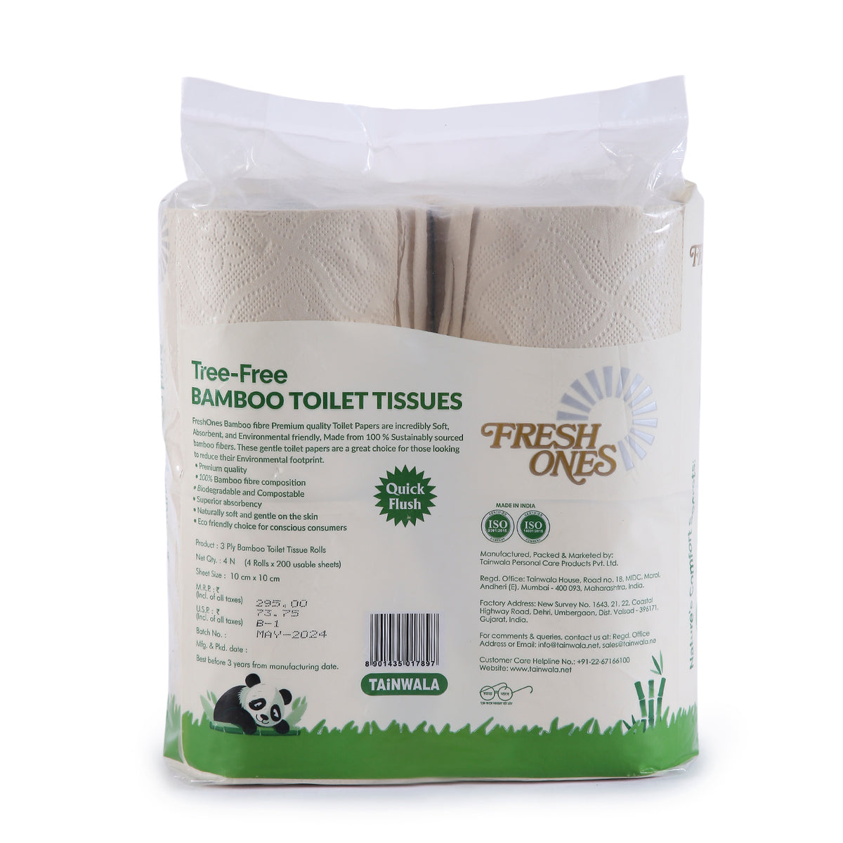 Fresh Ones Bamboo Toilet Rolls (4 Rolls X 200 Sheets X 3 Ply)