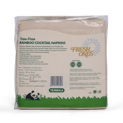Fresh Ones Bamboo Cocktail Napkins (100 Napkins X 1 Ply)(30X30)