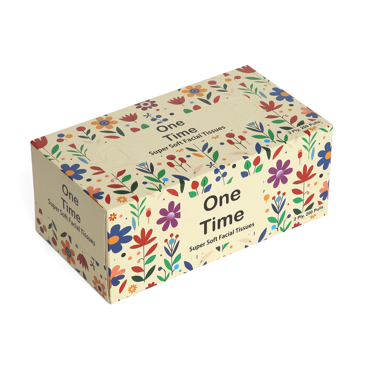 One Time Facial Tissues (200 Pulls X 2 Ply)