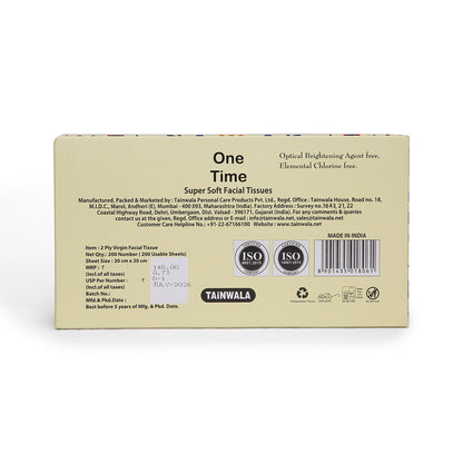 One Time Facial Tissues (200 Pulls X 2 Ply)
