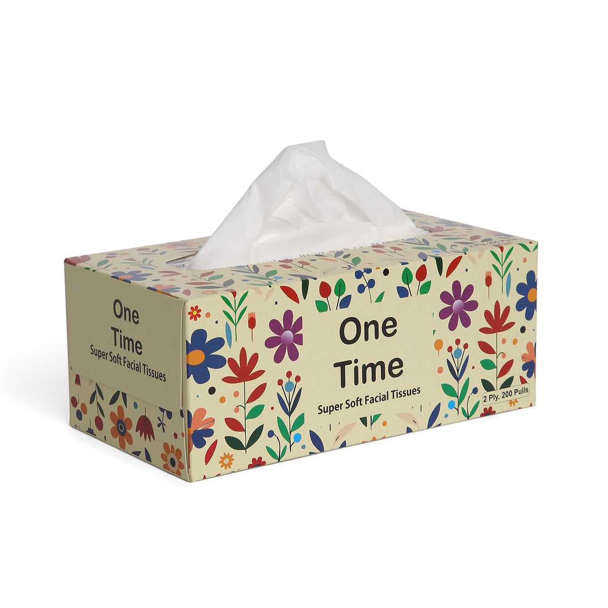 One Time Facial Tissues (200 Pulls X 2 Ply)