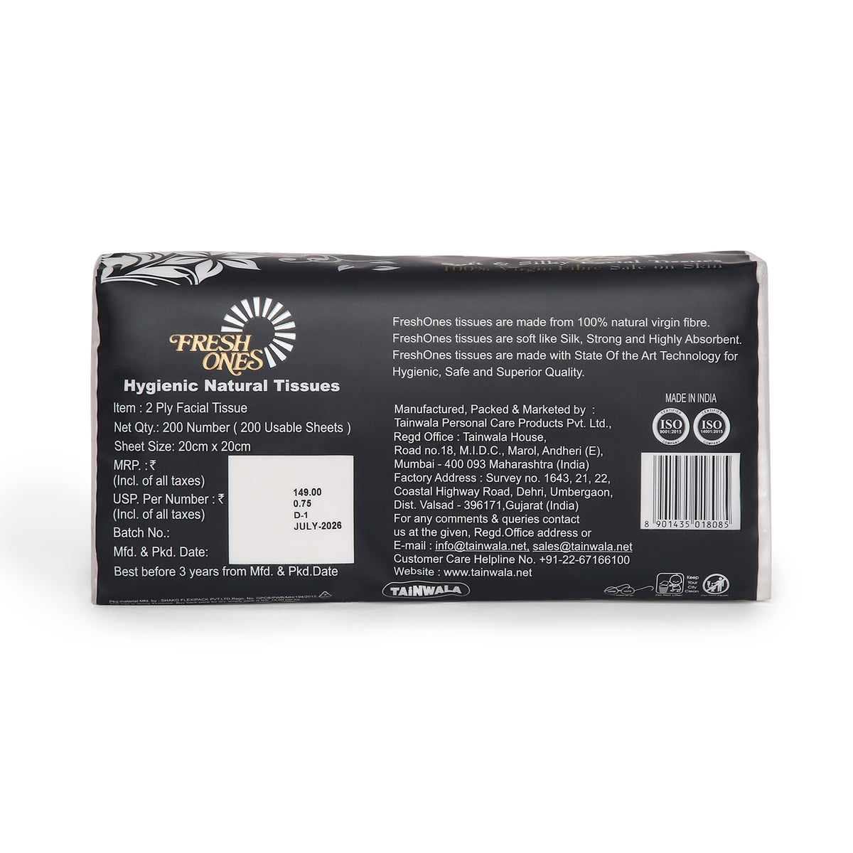 Fresh Ones Facial Tissues Pouch (200 Pulls X 2 Ply)