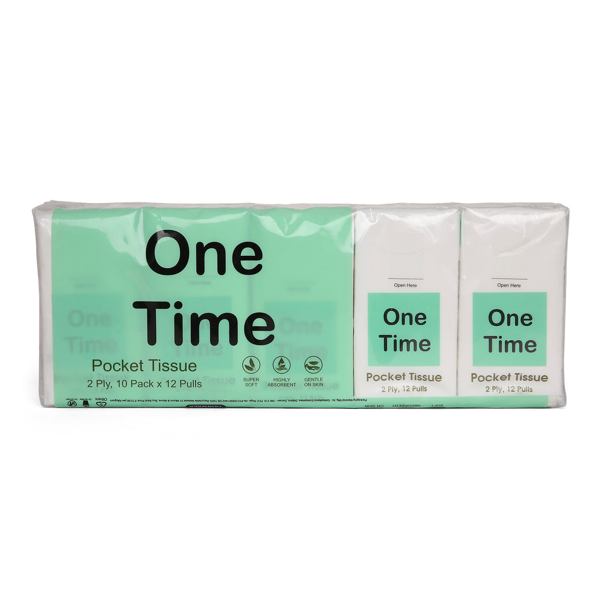 One Time Pocket Tissues (10 Packs X 12 Pulls X 2 Ply)