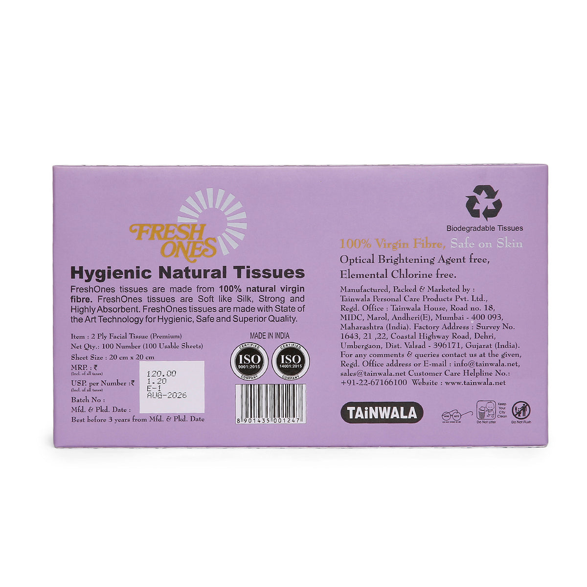 Fresh Ones Premium Facial Tissues (100 Pulls X 2 Ply)