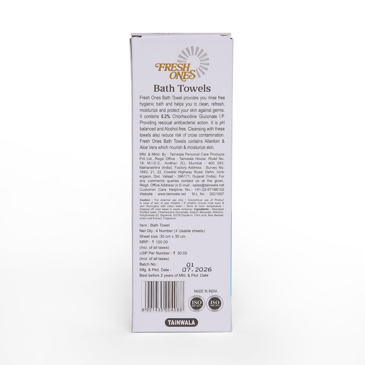 Fresh Ones Wet Cleansing Refreshing Bath Towels (Pack Of 4)