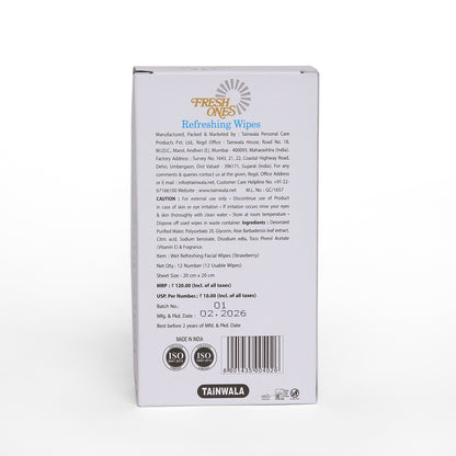 Fresh Ones Naturally Refreshing Wipes Strawberry Fresh (12 Single Towels)
