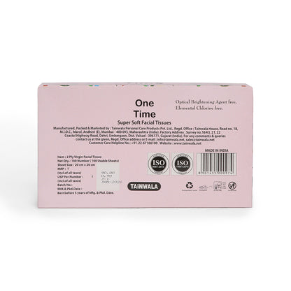One Time Facial Tissues (100 Pulls X 2 Ply)