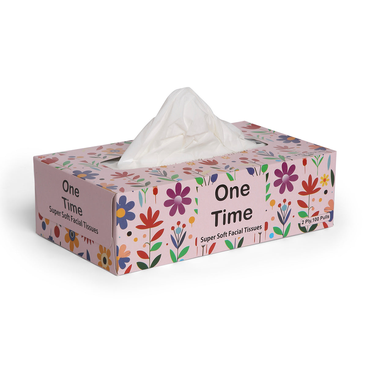 One Time Facial Tissues (100 Pulls X 2 Ply)