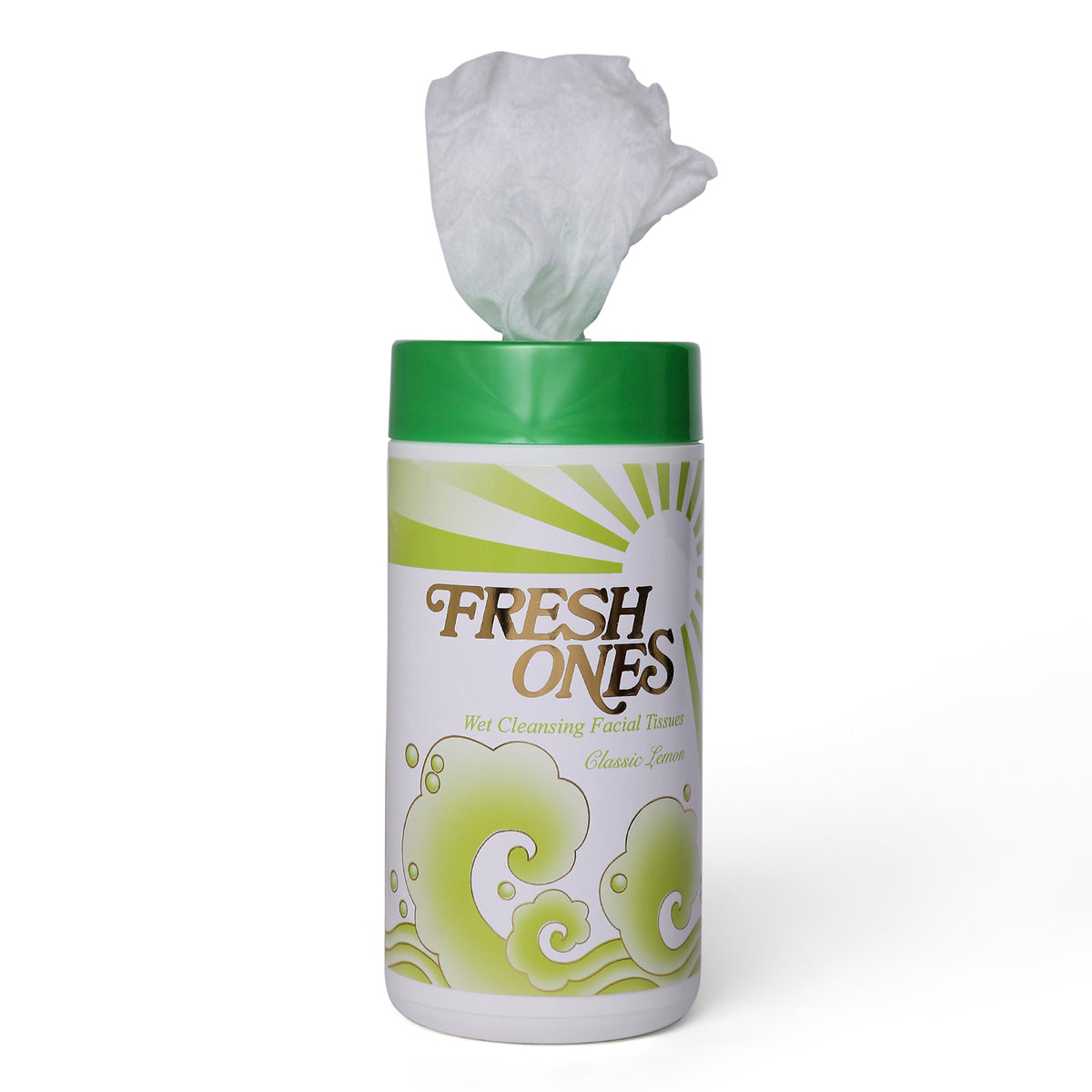 Fresh Ones Wet Cleansing Tissues Container Lemon Cologne (70 Wipes)