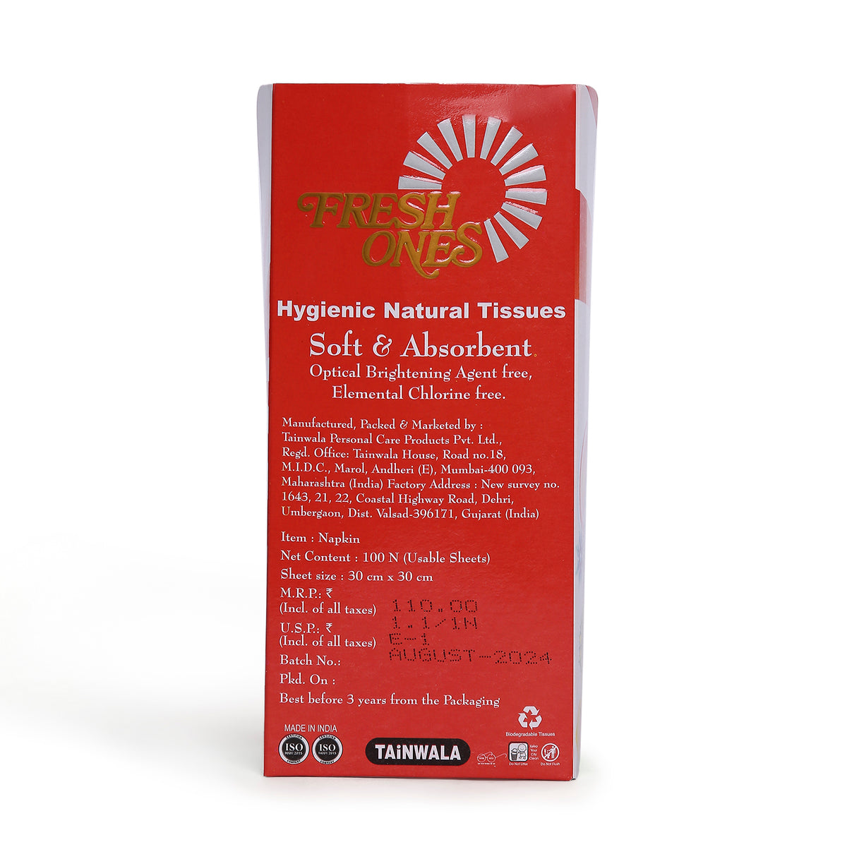 Fresh Ones Box Napkins  (100 Napkins X 1 Ply)(30X30)
