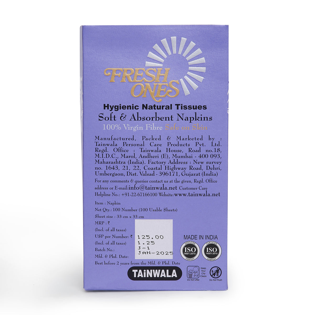 Fresh Ones Box Napkins  (100 Napkins X 1 Ply)(33X33)
