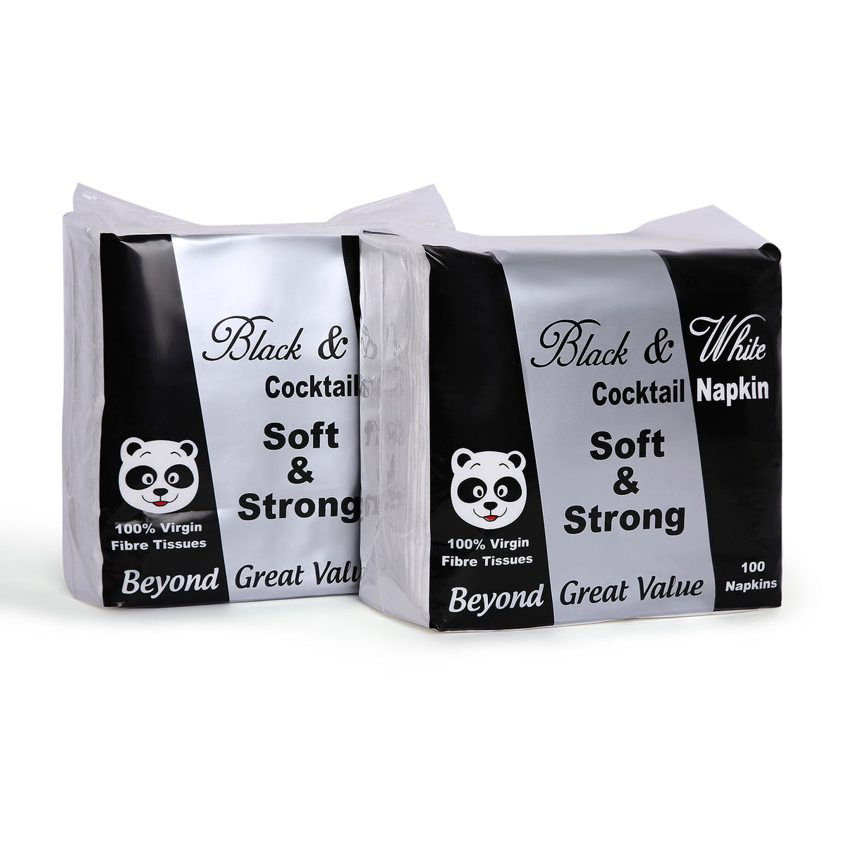 Black & White Cocktail Napkins (2 Packs X 100 Napkins X 1 Ply)(30 X 30)