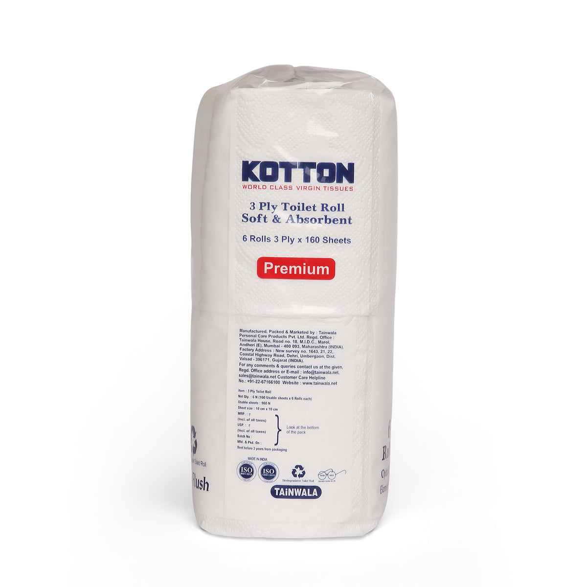 Kotton Toilet Rolls (6 Rolls X 160 Sheets X 3 Ply)
