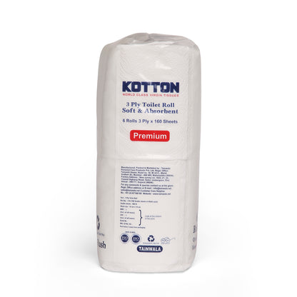 Kotton Toilet Rolls (6 Rolls X 160 Sheets X 3 Ply)