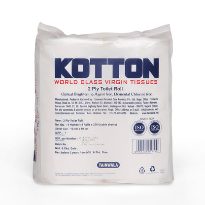 Kotton Toilet Rolls (4 Rolls X 230 Sheets X 2 Ply)