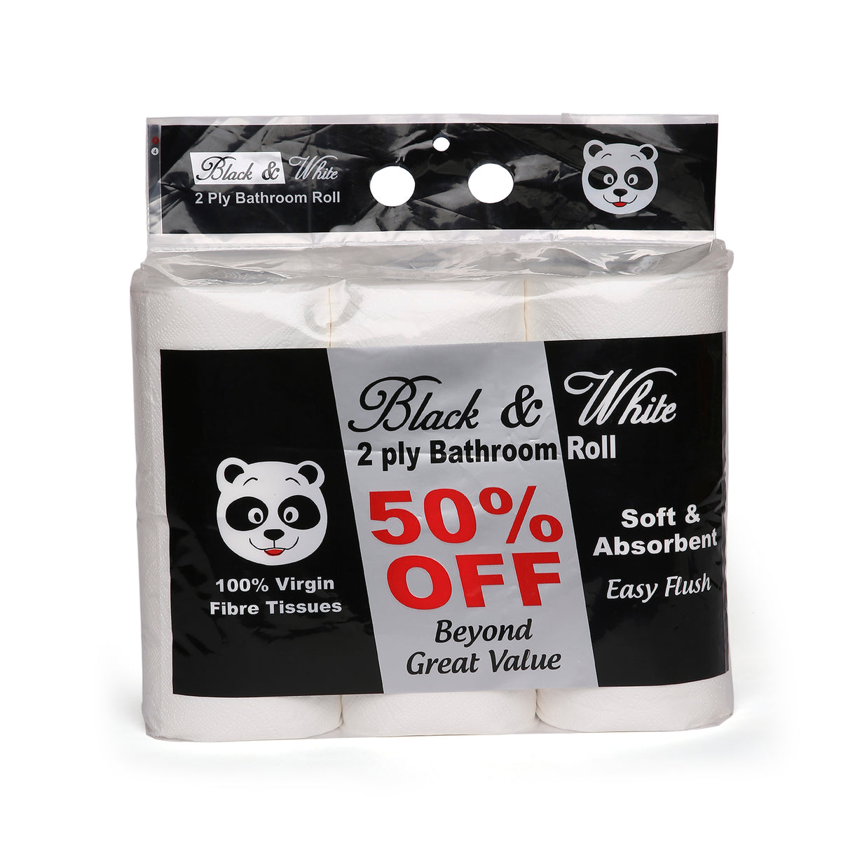 Black & White Bathroom Rolls (12 Rolls X 295 Sheets X 2 Ply)