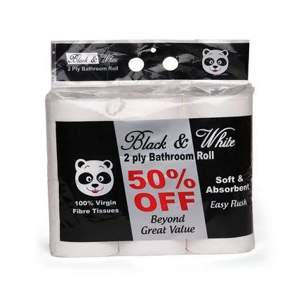 Black & White Bathroom Rolls (12 Rolls X 295 Sheets X 2 Ply)