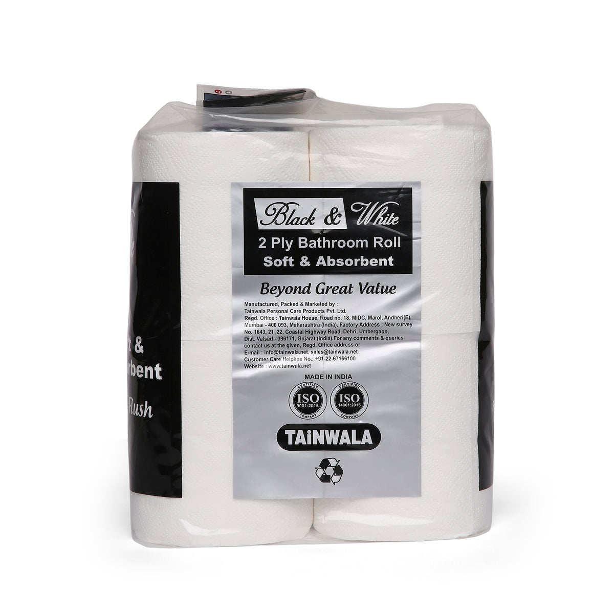 Black & White Bathroom Rolls (12 Rolls X 295 Sheets X 2 Ply)