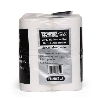 Black & White Bathroom Rolls (12 Rolls X 295 Sheets X 2 Ply)