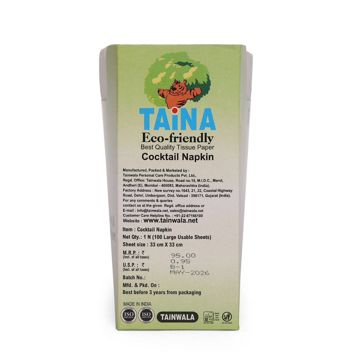 Taina Box Napkins (100 Napkin X 1 Ply)(33X33)