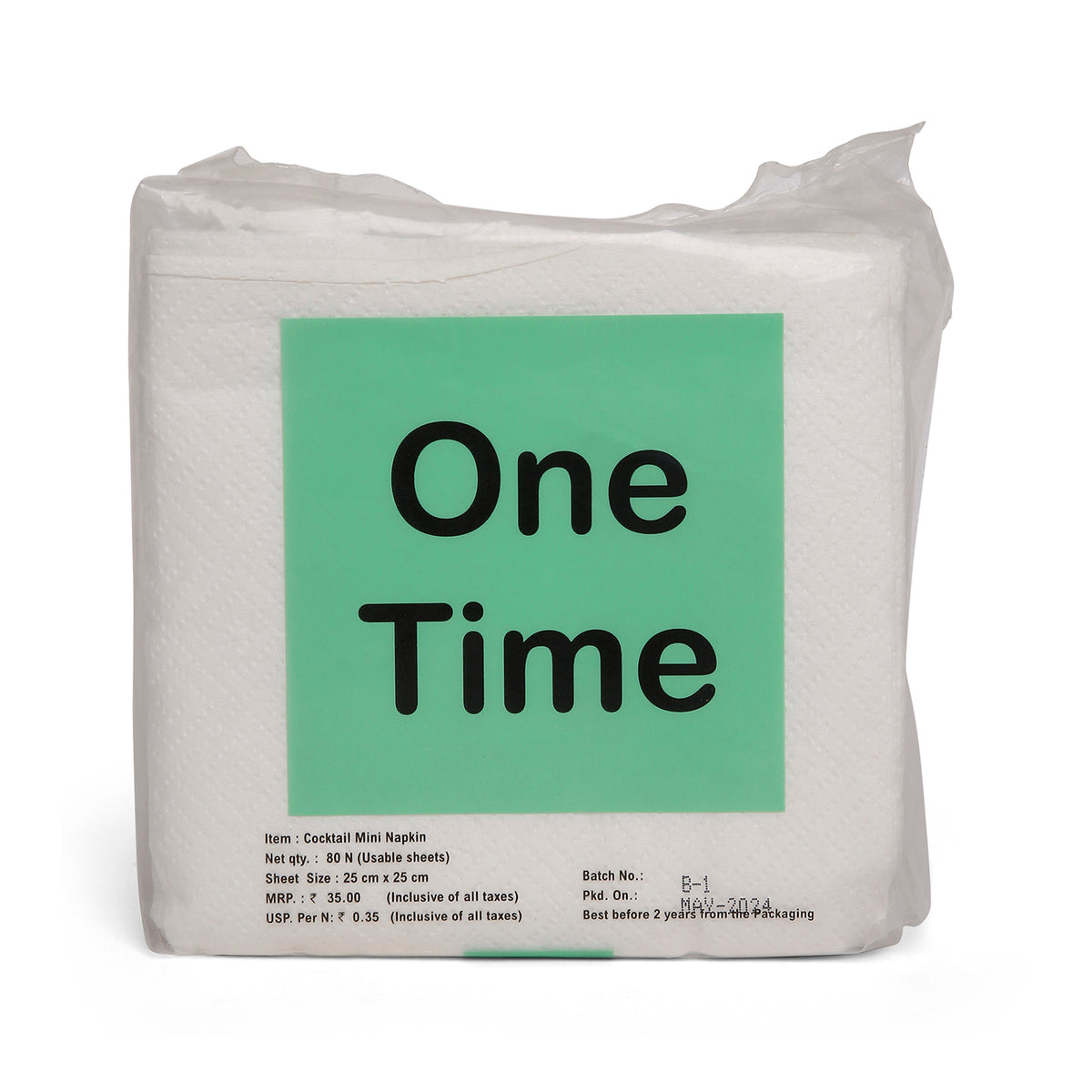 One Time Cocktail Napkin  (80 Napkins X 1 Ply)(25X25)
